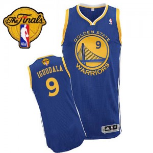Maillot NBA Authentic Andre Iguodala #9 Golden State Warriors Road 2015 The Finals Patch Bleu royal - Homme