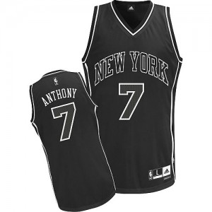 Maillot NBA New York Knicks #7 Carmelo Anthony Noir Adidas Authentic Shadow - Homme