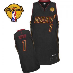 Maillot Adidas Fibre de carbone noire Fashion Finals Patch Authentic Miami Heat - Chris Bosh #1 - Homme