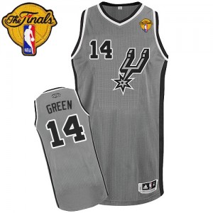 San Antonio Spurs Danny Green #14 Alternate Finals Patch Authentic Maillot d'équipe de NBA - Gris argenté pour Homme