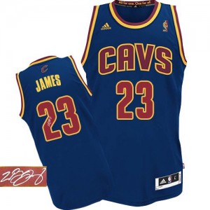 Maillot NBA Bleu marin LeBron James #23 Cleveland Cavaliers CavFanatic Autographed Authentic Homme Adidas