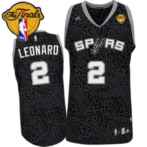 Maillot NBA San Antonio Spurs #2 Kawhi Leonard Noir Adidas Authentic Crazy Light Finals Patch - Homme