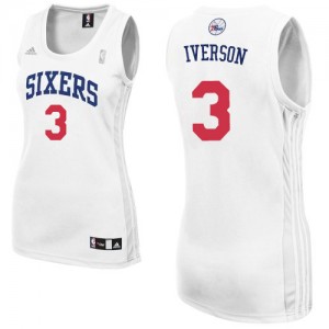 Philadelphia 76ers Allen Iverson #3 Home Swingman Maillot d'équipe de NBA - Blanc pour Femme