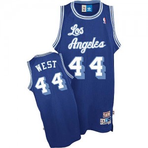 Maillot NBA Los Angeles Lakers #44 Jerry West Bleu Mitchell and Ness Authentic Throwback - Homme