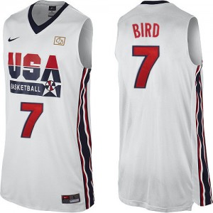 Maillot NBA Team USA #7 Larry Bird Blanc Nike Authentic 2012 Olympic Retro - Homme