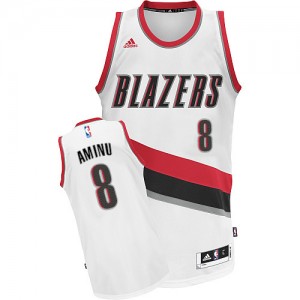 Maillot NBA Portland Trail Blazers #8 Al-Farouq Aminu Blanc Adidas Swingman Home - Homme