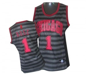 Maillot NBA Chicago Bulls #1 Derrick Rose Gris noir Adidas Authentic Groove - Femme