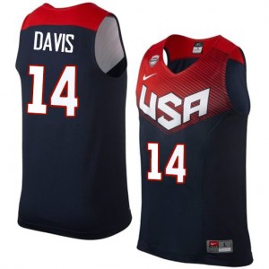 Team USA #14 Nike 2014 Dream Team Bleu marin Authentic Maillot d'équipe de NBA Braderie - Anthony Davis pour Homme