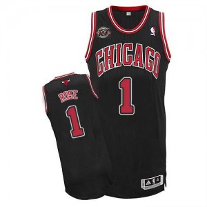 Maillot Authentic Chicago Bulls NBA Alternate 20TH Anniversary Noir - #1 Derrick Rose - Homme