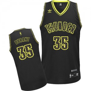 Maillot NBA Noir Kevin Durant #35 Oklahoma City Thunder Electricity Fashion Swingman Homme Adidas