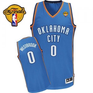 Maillot NBA Authentic Russell Westbrook #0 Oklahoma City Thunder Road Finals Patch Bleu royal - Homme