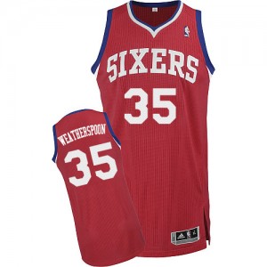 Maillot NBA Philadelphia 76ers #35 Clarence Weatherspoon Rouge Adidas Authentic Road - Homme