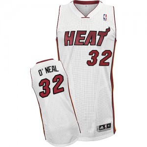 Maillot Authentic Miami Heat NBA Home Blanc - #32 Shaquille O'Neal - Homme