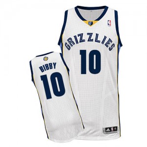Maillot NBA Memphis Grizzlies #10 Mike Bibby Blanc Adidas Authentic Home - Homme
