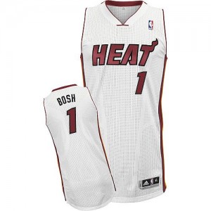 Maillot Adidas Blanc Home Authentic Miami Heat - Chris Bosh #1 - Homme