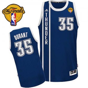Maillot NBA Oklahoma City Thunder #35 Kevin Durant Bleu marin Adidas Swingman Alternate Finals Patch - Homme