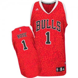 Maillot NBA Chicago Bulls #1 Derrick Rose Rouge Adidas Authentic Crazy Light - Homme