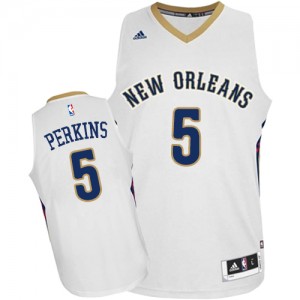 Maillot NBA Blanc Kendrick Perkins #5 New Orleans Pelicans Home Authentic Homme Adidas