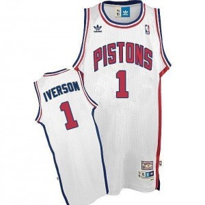 Detroit Pistons Allen Iverson #1 Throwback Swingman Maillot d'équipe de NBA - Blanc pour Homme