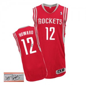 Maillot Authentic Houston Rockets NBA Road Autographed Rouge - #12 Dwight Howard - Homme