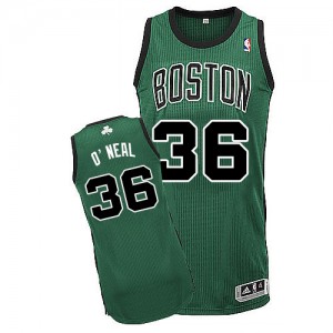 Maillot NBA Boston Celtics #36 Shaquille O'Neal Vert (No. noir) Adidas Authentic Alternate - Homme