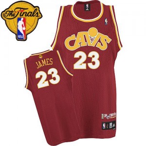 Maillot NBA Vin Rouge LeBron James #23 Cleveland Cavaliers CAVS Throwback 2015 The Finals Patch Swingman Homme Adidas