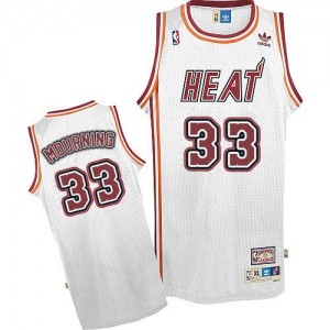 Maillot NBA Blanc Alonzo Mourning #33 Miami Heat Throwback Swingman Homme Adidas