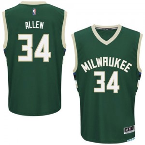 Maillot NBA Milwaukee Bucks #34 Ray Allen Vert Adidas Authentic Road - Homme