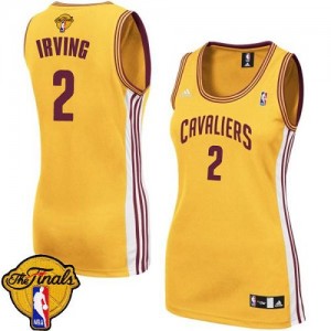 Maillot NBA Authentic Kyrie Irving #2 Cleveland Cavaliers Alternate 2015 The Finals Patch Or - Femme