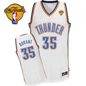 Oklahoma City Thunder Kevin Durant #35 Home Finals Patch Authentic Maillot d'équipe de NBA - Blanc pour Homme