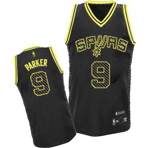 Maillot NBA Noir Tony Parker #9 San Antonio Spurs Electricity Fashion Authentic Homme Adidas