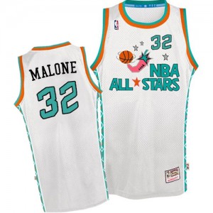 Utah Jazz Mitchell and Ness Karl Malone #32 Throwback 1996 All Star Swingman Maillot d'équipe de NBA - Blanc pour Homme