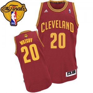 Maillot NBA Cleveland Cavaliers #20 Timofey Mozgov Vin Rouge Adidas Swingman Road 2015 The Finals Patch - Homme