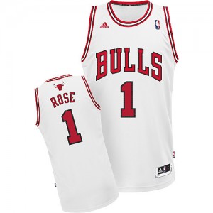 Chicago Bulls Derrick Rose #1 Home Swingman Maillot d'équipe de NBA - Blanc pour Homme