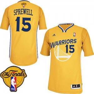Golden State Warriors Latrell Sprewell #15 Alternate 2015 The Finals Patch Swingman Maillot d'équipe de NBA - Or pour Homme
