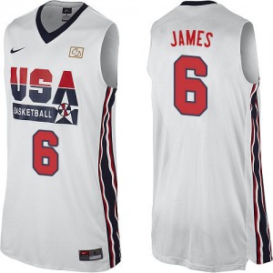 Maillot Nike Blanc 2012 Olympic Retro Authentic Team USA - LeBron James #6 - Homme