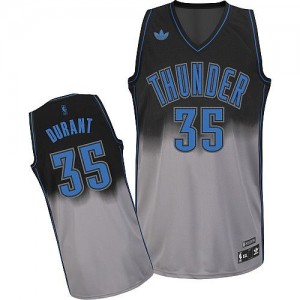 Oklahoma City Thunder Kevin Durant #35 Fadeaway Fashion Swingman Maillot d'équipe de NBA - Gris noir pour Homme