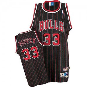 Maillot NBA Authentic Scottie Pippen #33 Chicago Bulls Throwback Noir Rouge - Homme