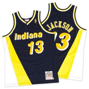 Maillot NBA Indiana Pacers #13 Mark Jackson Marine / Or Mitchell and Ness Swingman Throwback - Homme
