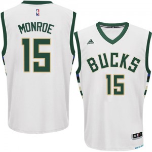 Maillot NBA Blanc Greg Monroe #15 Milwaukee Bucks Home Authentic Homme Adidas