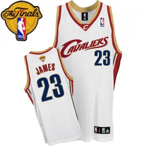 Maillot Authentic Cleveland Cavaliers NBA 2015 The Finals Patch Blanc - #23 LeBron James - Homme
