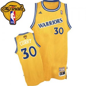 Maillot Adidas Or Throwback 2015 The Finals Patch Authentic Golden State Warriors - Stephen Curry #30 - Homme