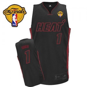 Maillot Authentic Miami Heat NBA Finals Patch Noir noir / Rouge - #1 Chris Bosh - Homme
