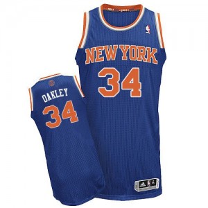 New York Knicks Charles Oakley #34 Road Authentic Maillot d'équipe de NBA - Bleu royal pour Homme