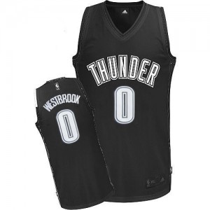 Oklahoma City Thunder Russell Westbrook #0 Authentic Maillot d'équipe de NBA - Noir Blanc pour Homme