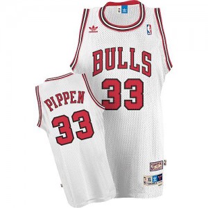 Chicago Bulls #33 Adidas Throwback Blanc Swingman Maillot d'équipe de NBA pas cher - Scottie Pippen pour Homme