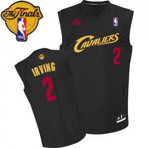 Maillot NBA Authentic Kyrie Irving #2 Cleveland Cavaliers Fashion 2015 The Finals Patch Noir (Rouge No.) - Homme