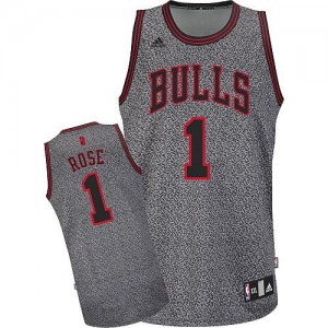 Maillot NBA Gris Derrick Rose #1 Chicago Bulls Static Fashion Swingman Homme Adidas