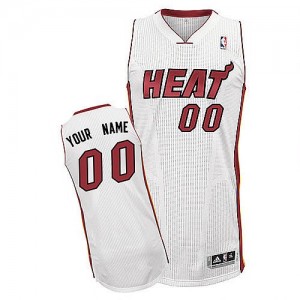 Maillot NBA Miami Heat Personnalisé Authentic Blanc Adidas Home - Homme