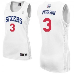 Philadelphia 76ers Allen Iverson #3 Home Authentic Maillot d'équipe de NBA - Blanc pour Femme